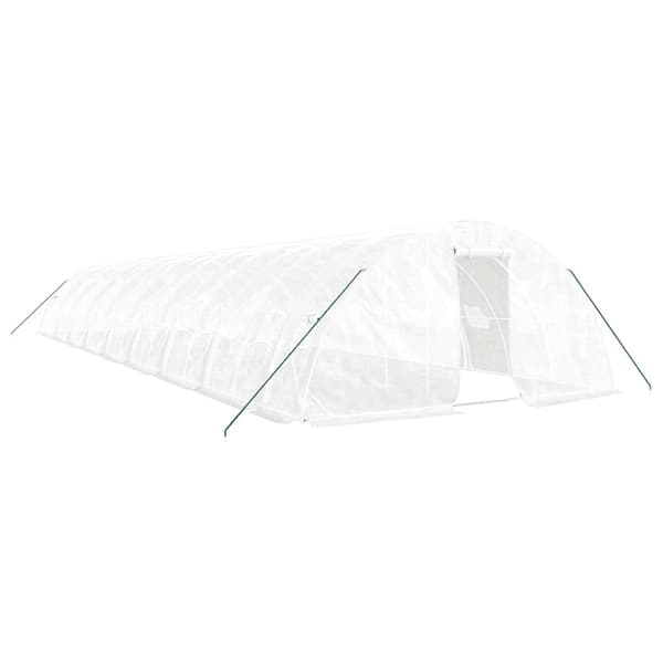 vidaXL Växthus med stålram vit 90 m² 18x5x2,3 m Vit
