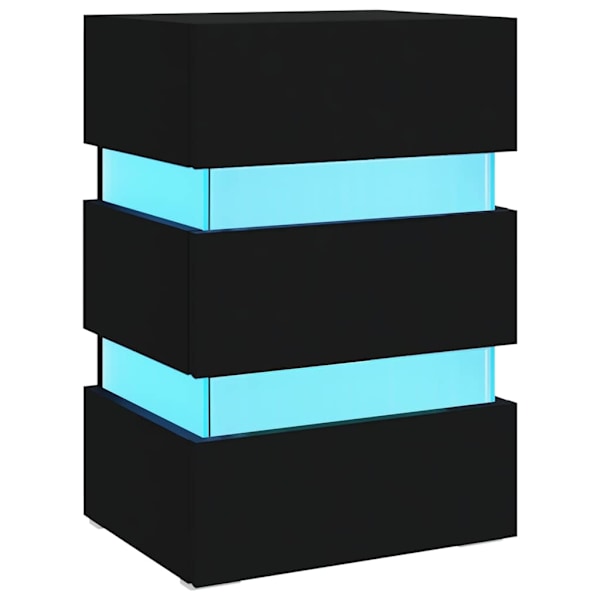 vidaXL Sängskåp LED svart 45x35x67 cm konstruerat trä Svart
