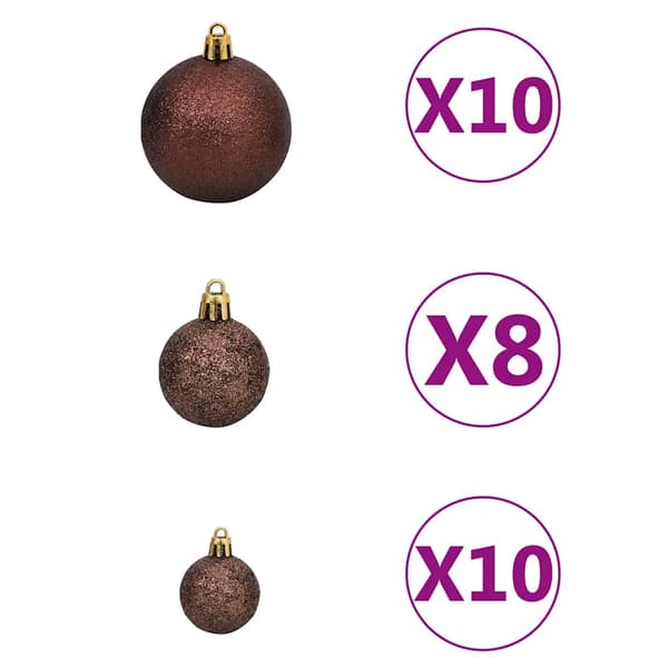 vidaXL Belyst plastgran med kulor 240 cm vit Vit