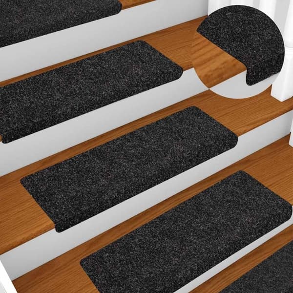 vidaXL Trappmattor självhäftande 5 st 65x21x4 cm svarta rektangulära kanter Svart