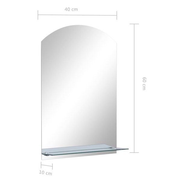 vidaXL Väggspegel med hylla 40x60 cm härdat glas Silver