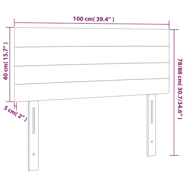 vidaXL Sänggavel LED mörkgrå 100x5x78/88 cm sammet Grå