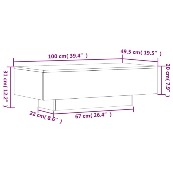 vidaXL Soffbord svart 100x49,5x31 cm konstruerat trä Svart