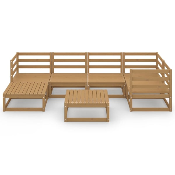 vidaXL Loungegrupp 7 delar honungbrun massiv furu Brun