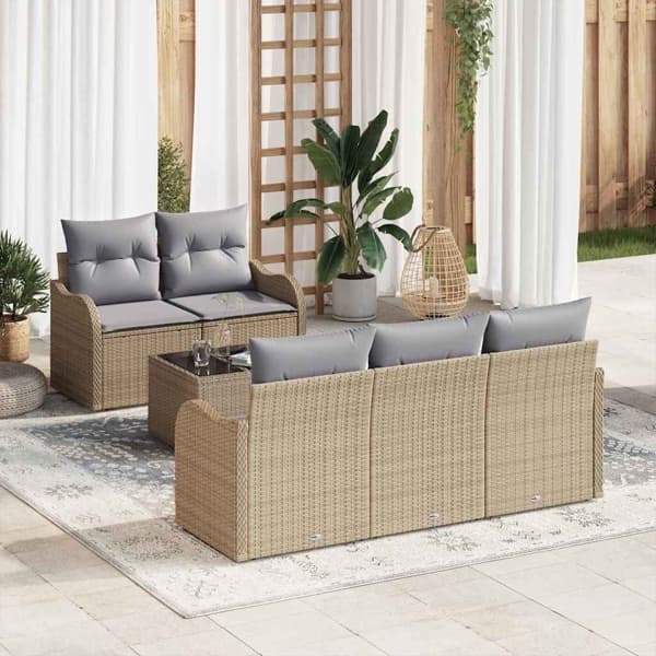 vidaXL Trädgårdsoffset Beige konstrotting Beige