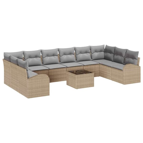 vidaXL Soffset 11 st Beige [Syntetisk]: Polyrattan Beige