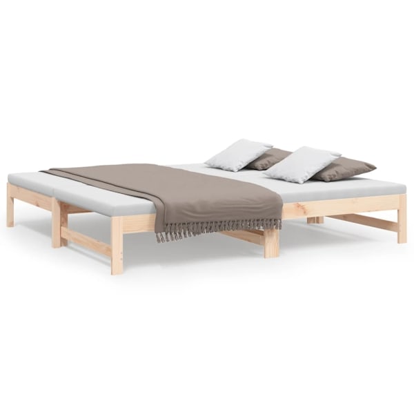 vidaXL Utdragbar dagbädd 2x(75x190) cm massiv furu Brun