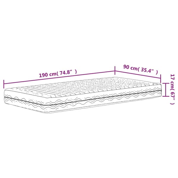 vidaXL Skummadrass vit 90x190 cm hårdhet H2 H3 Vit