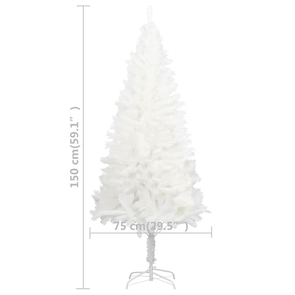 vidaXL Belyst plastgran med kulor vit 150 cm Vit