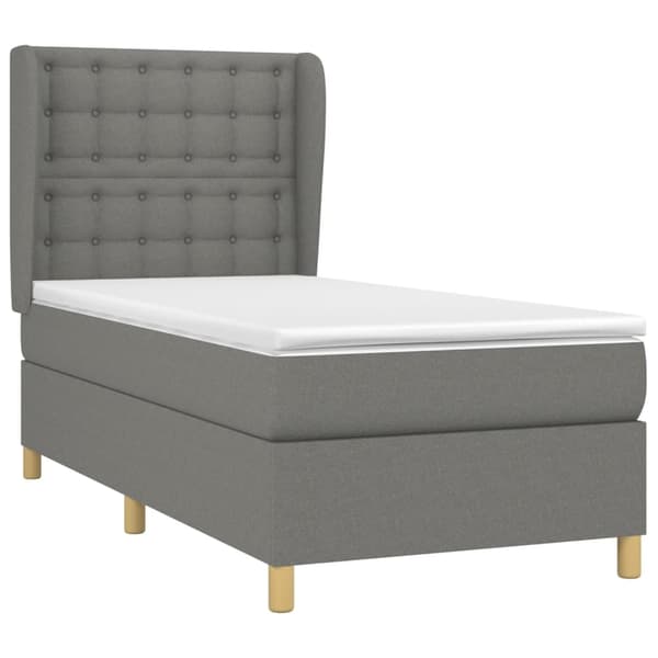 vidaXL Ramsäng med madrass mörkgrå 90x190 cm tyg Grå