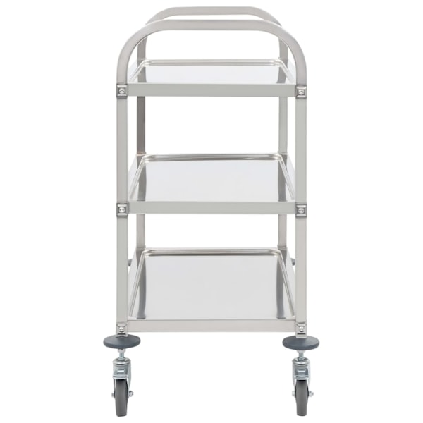 vidaXL Serveringsvagn 3 våningar 96,5x55x90 cm rostfritt stål Silver