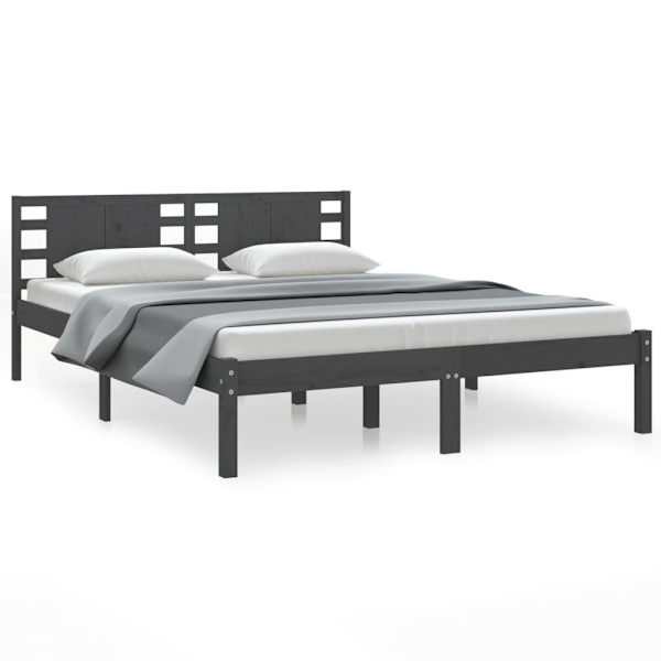 vidaXL Sängram grå massiv furu 120x200 cm enkelsäng Grå