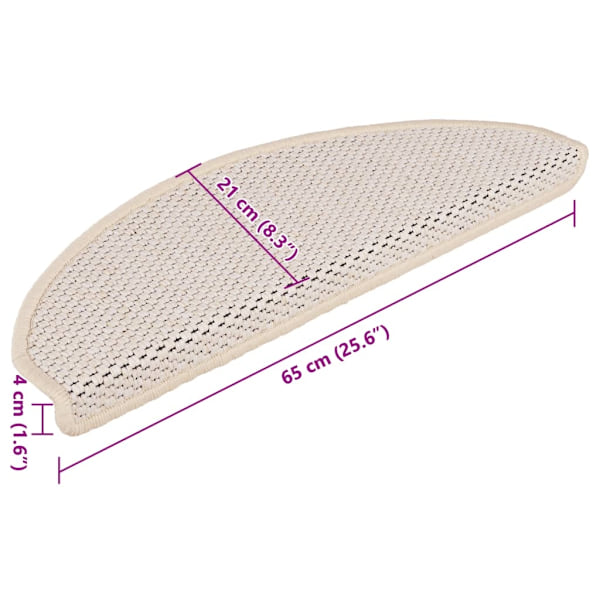 vidaXL Trappstegsmattor självhäftande sisal 15 st 65x21x4 cm berber Creme