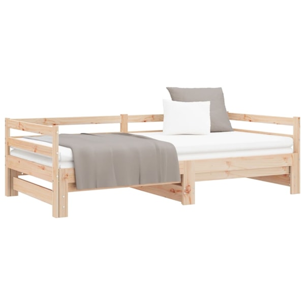 vidaXL Utdragbar dagbädd 2x(90x190) cm massiv furu Brun