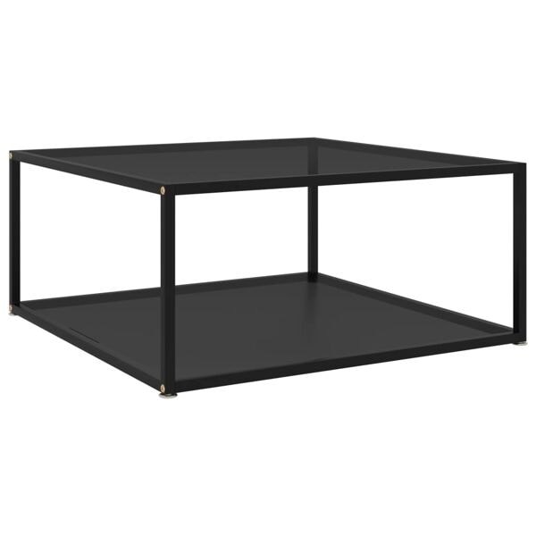 vidaXL Soffbord svart 80x80x35 cm härdat glas Svart