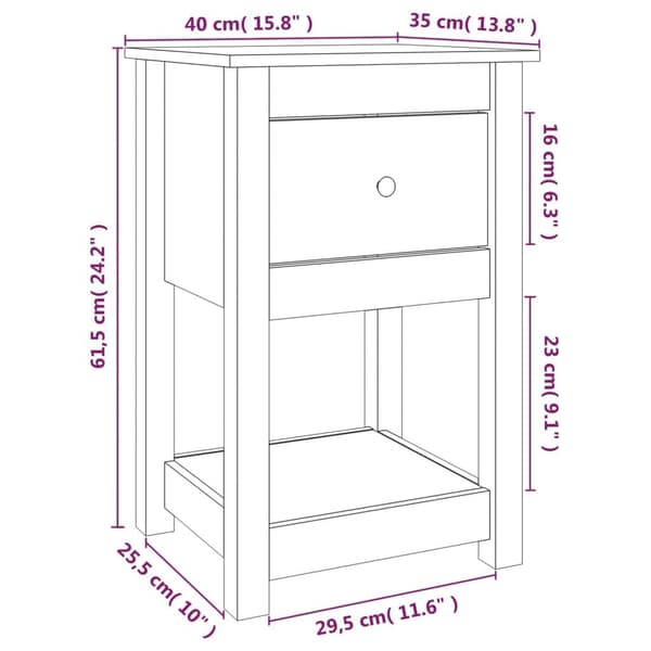 vidaXL Sängbord honungsbrun 40x35x61,5 cm massiv furu Brun