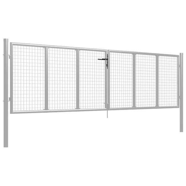 vidaXL Trädgårdsgrind galvaniserat stål 400x100 cm silver Silver
