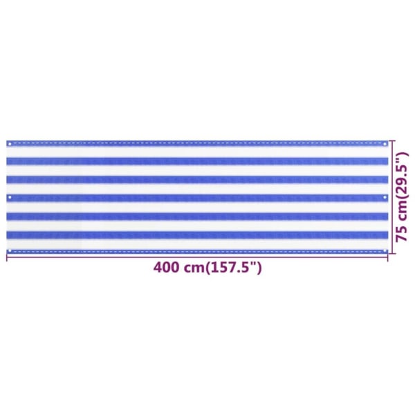 vidaXL Balkongskärm blå och vit 75x400 cm HDPE multifärg