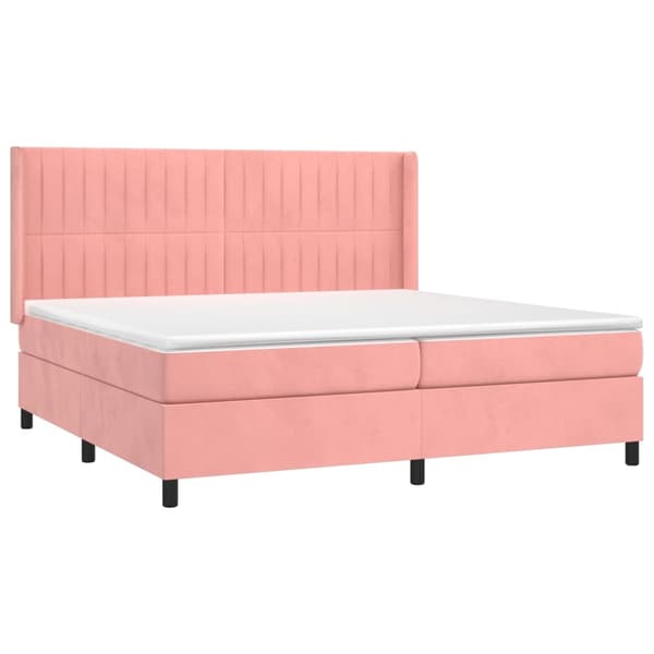 vidaXL Ramsäng med madrass rosa 200x200 cm sammet Rosa