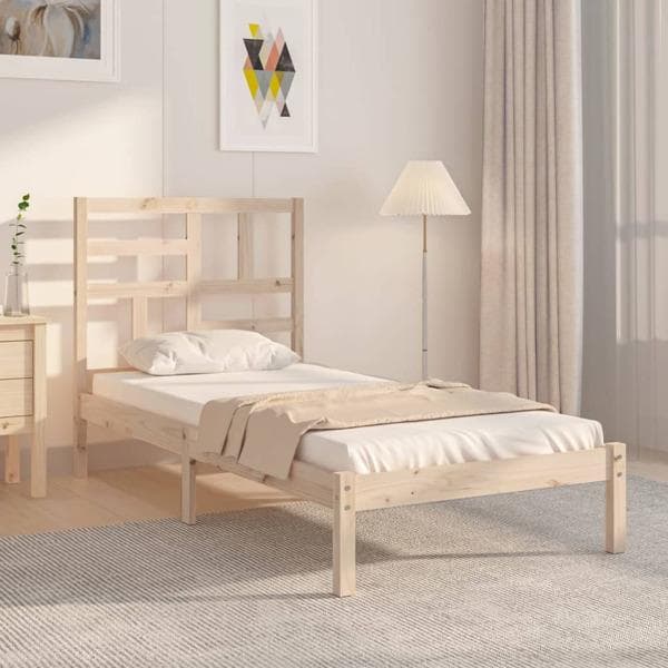 vidaXL Sängram massivt trä 90x190 cm Brun