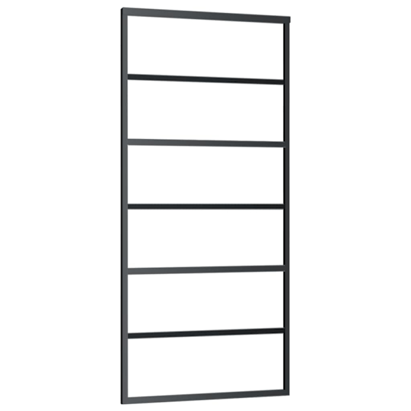 vidaXL Skjutdörr med beslagset ESG glas och aluminium 90x205 cm Svart