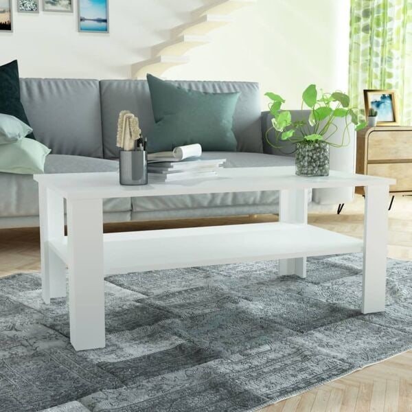 vidaXL Soffbord spånskiva 100x59x42 cm vit Vit