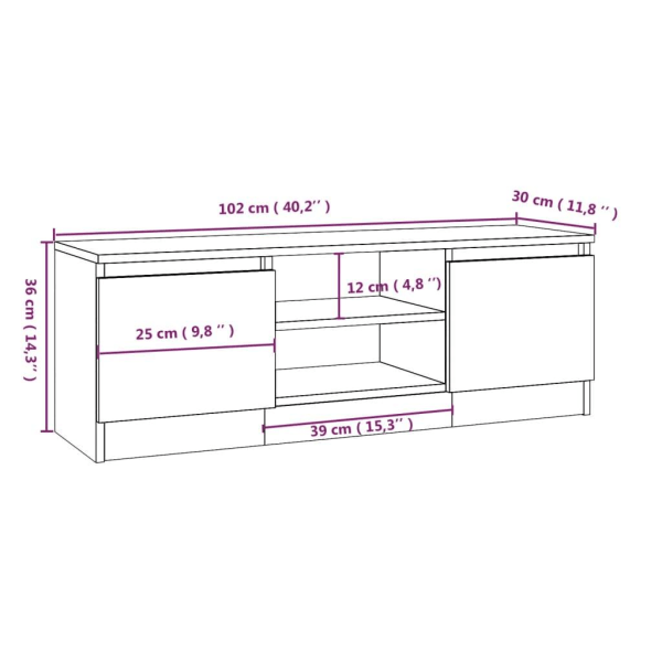 vidaXL Tv-bänk med dörr betonggrå 102x30x36 cm Grå