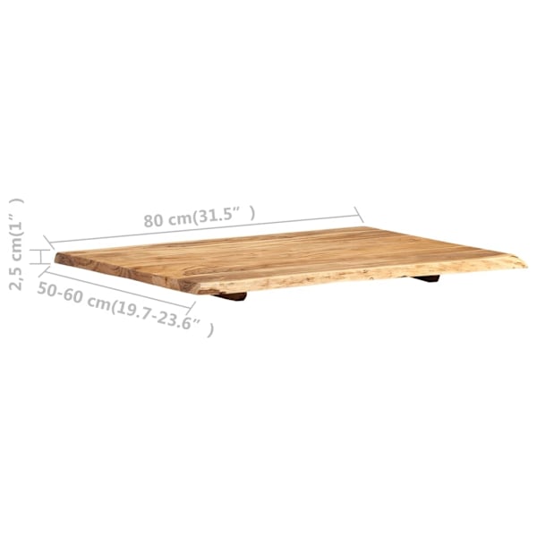 vidaXL Bordsskiva massivt akaciaträ 80x(50-60)x2,5 cm Brun