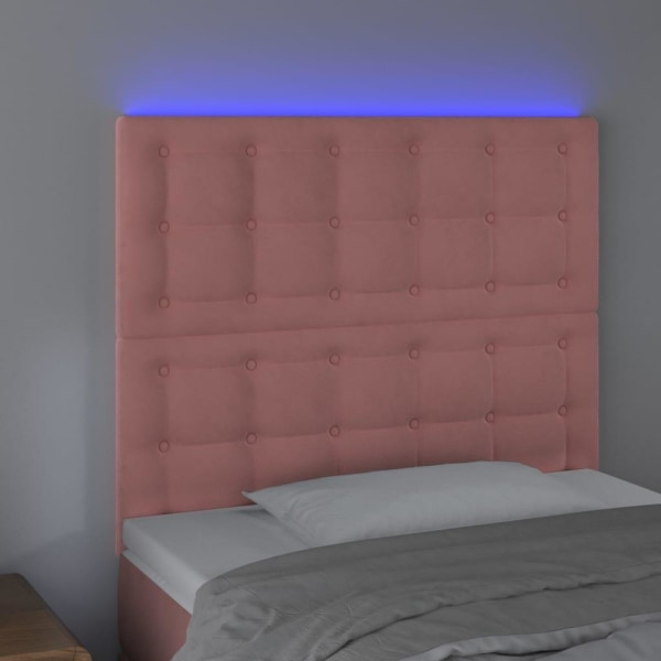 vidaXL Sänggavel LED rosa 100x5x118/128 cm tyg Rosa