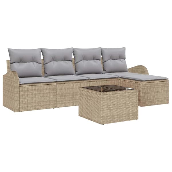 vidaXL Trädgårdsoffset 6 st Beige konstrotting Beige