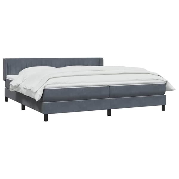 vidaXL Ramsäng med madrass mörkgrå 180x210 cm sammet Grå