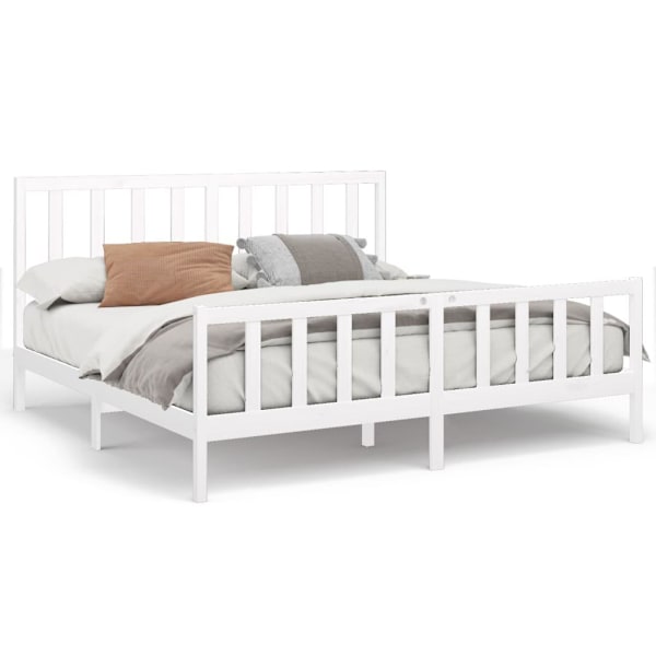 vidaXL Sängram vit massiv furu 200x200 cm Vit