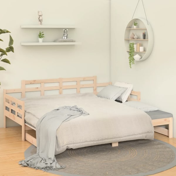 vidaXL Bäddsoffa massiv furu 2x(90x190) cm Brun