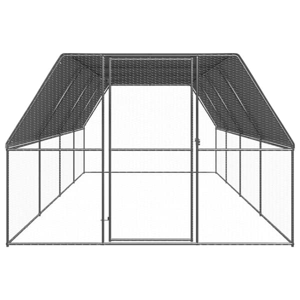 vidaXL Hönsbur för utomhusbruk 3x8x2 m galvaniserat stål Silver