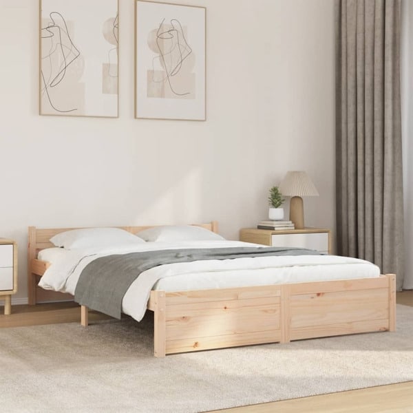 vidaXL Sängram utan madrass massivt trä 140x200cm Brun