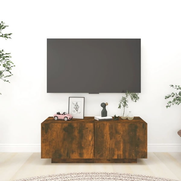 vidaXL Tv-bänk rökfärgad ek 100x35x40 cm konstruerat trä Brun