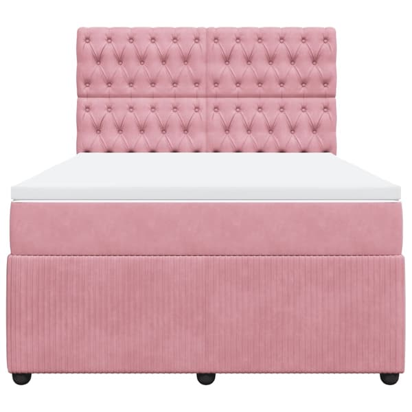 vidaXL Ramsäng med madrass rosa 140x190 cm sammet Rosa