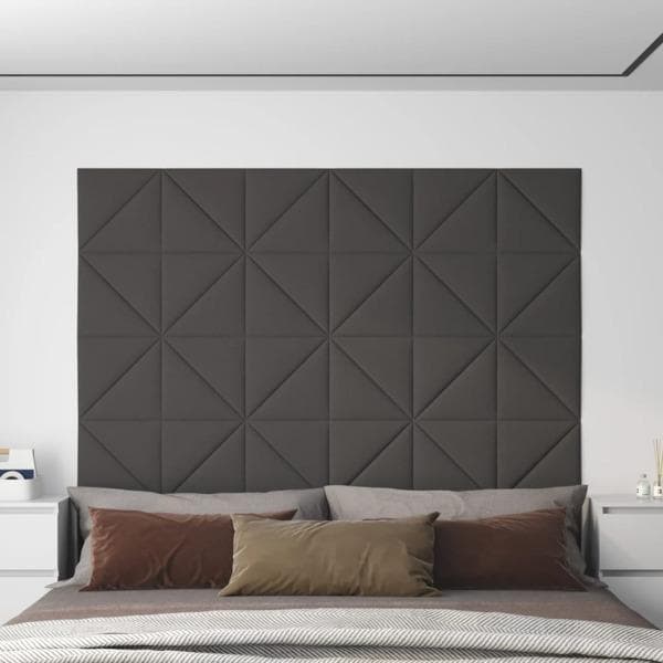 vidaXL Väggpaneler 12 st mörkgrå 30x30 cm tyg 0,54 m² Grå