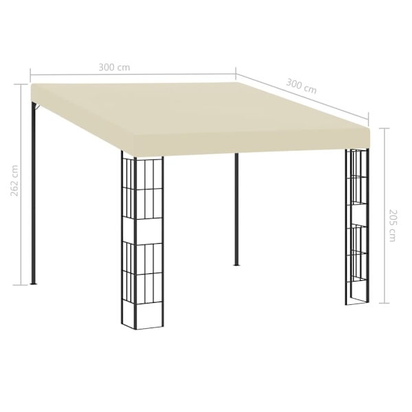 vidaXL Väggmonterad paviljong 3x3 m gräddvit tyg Creme