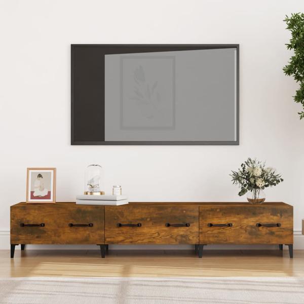 vidaXL Tv-bänk rökfärgad ek 150x34,5x30 cm konstruerat trä Brun