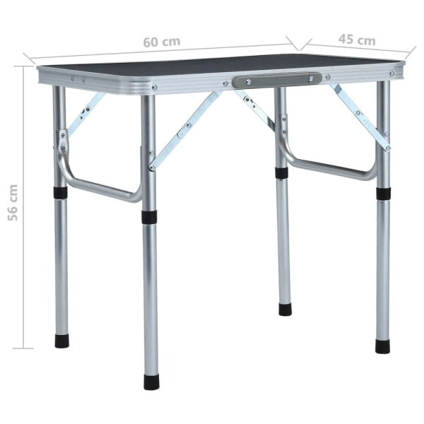 vidaXL Hopfällbart campingbord grå aluminium 60x45 cm grå