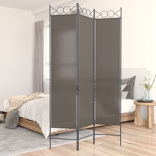 vidaXL Rumsavdelare 3 paneler antracit 120x220 cm tyg Antracit