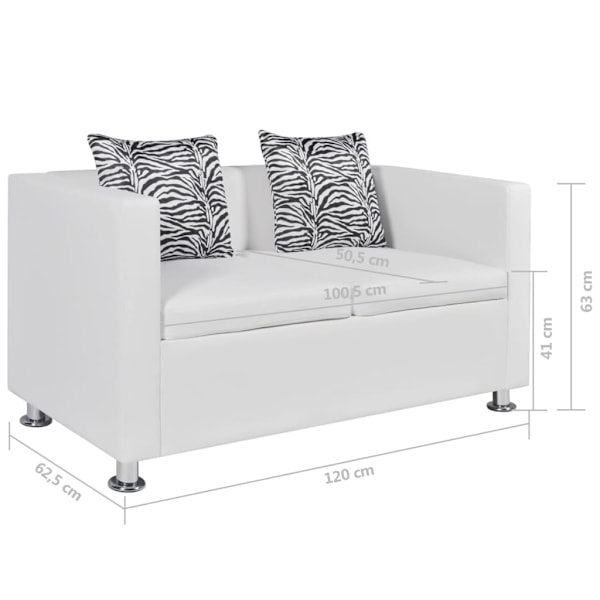 vidaXL Soffa i vit konstläder 2-sitsig Vit