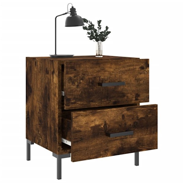 vidaXL Sängbord rökfärgad ek 40x35x47,5 cm konstruerat trä Brun
