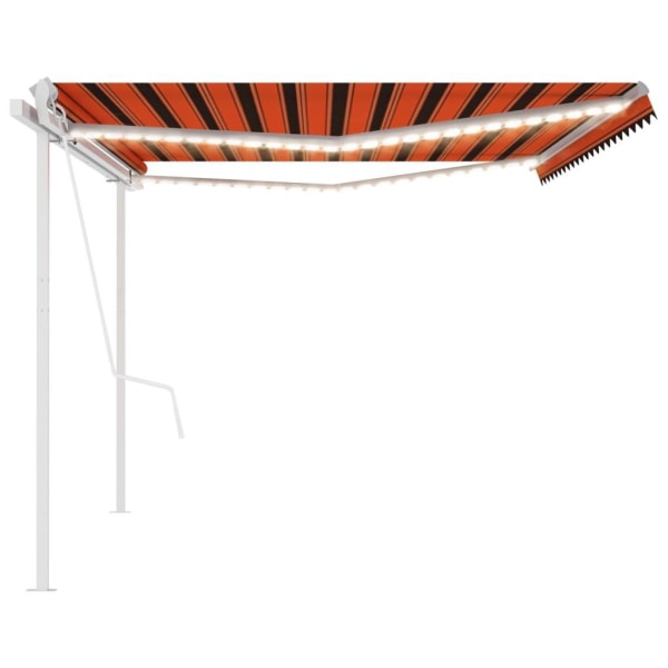 vidaXL Automatisk markis med vindsensor & LED 5x3,5 m orange/bru Flerfärgsdesign