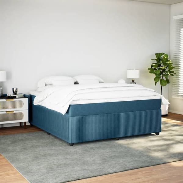 vidaXL Ramsäng med madrass mörkblå 180x200 cm sammet Blå
