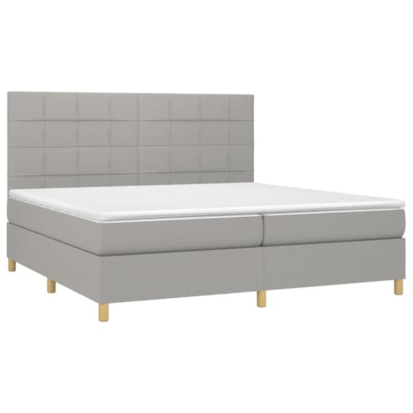 vidaXL Ramsäng med madrass ljusgrå 200x200 cm tyg Grå
