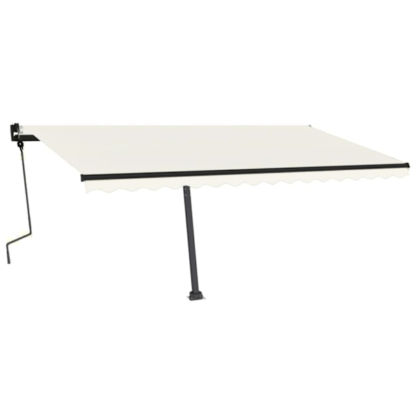 vidaXL Markis med LED manuellt infällbar 450x350 cm gräddvit Creme