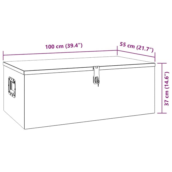 vidaXL Förvaringslåda silver 100x55x37 cm aluminium Silver
