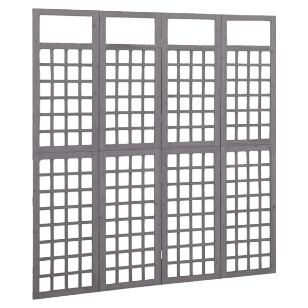 vidaXL Rumsavdelare/Spaljé 4 paneler massiv furu grå 161x180 cm grå